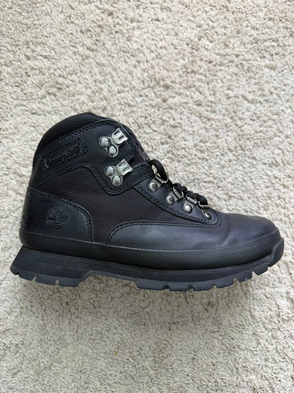 Timberland Euro Hiker 56320 Black Leather Boots Men's US 7.5 M Shoes